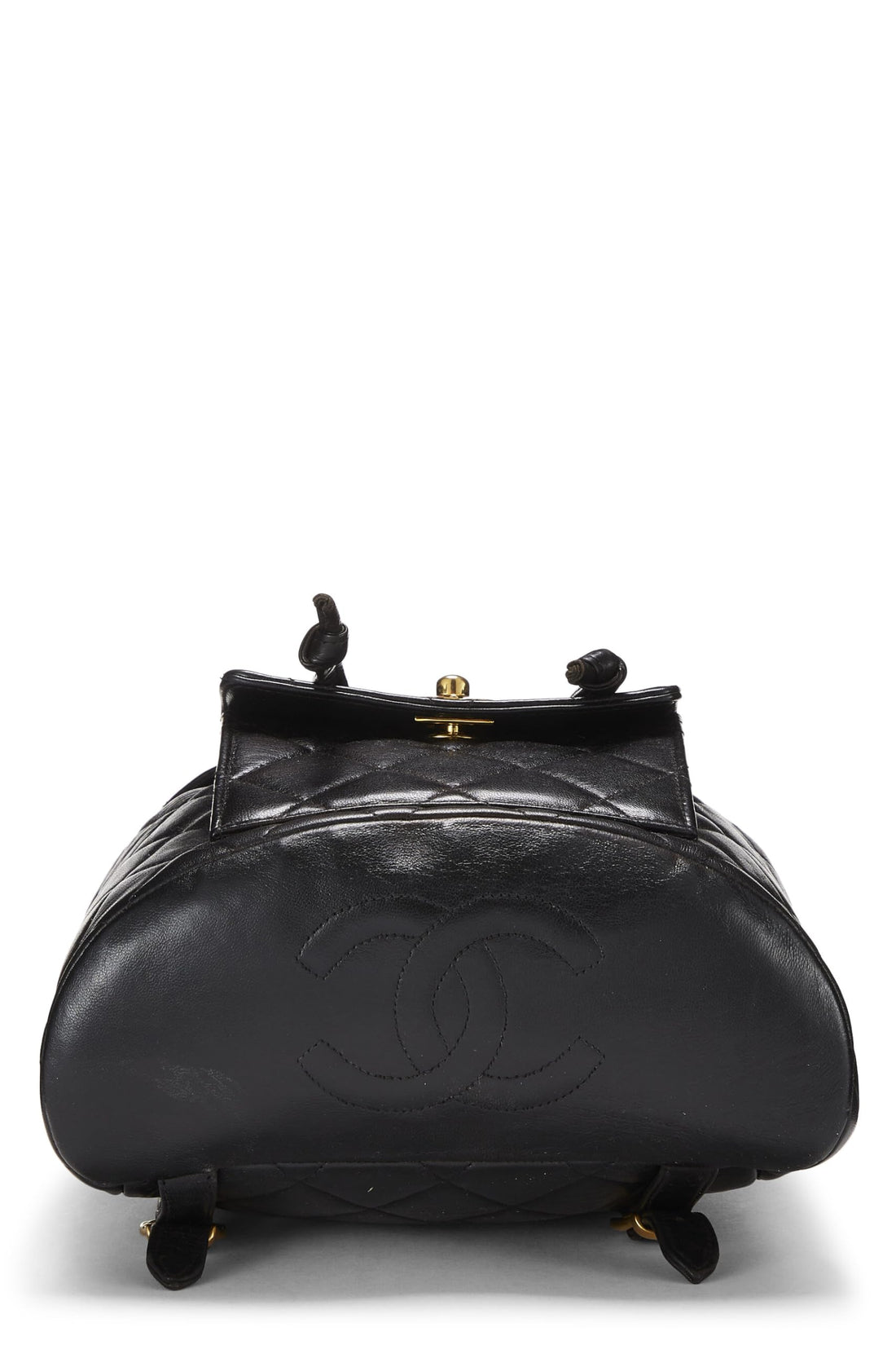 Chl,  Black Quilted Lambskin 'CC' Classic Backpack Medium, Black - Loose Stones