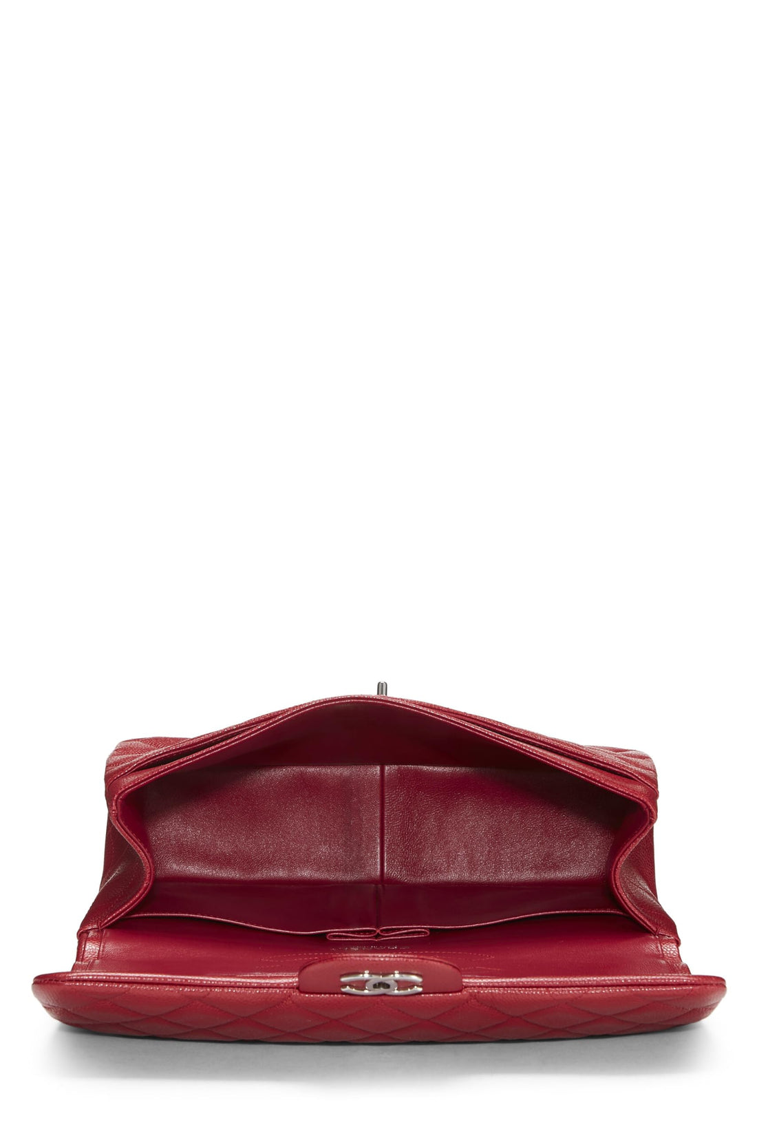 Chl,  Red Quilted Caviar New Classic Double Flap Jumbo, Red - Loose Stones