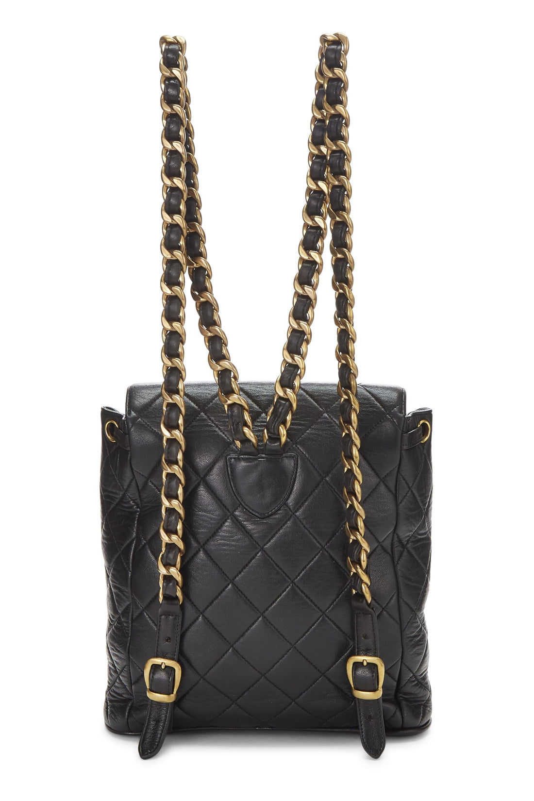 Chl,  Black Quilted Lambskin 'CC' Classic Backpack Medium, Black - Loose Stones