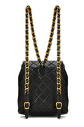Chl,  Black Quilted Lambskin 'CC' Classic Backpack Medium, Black - Loose Stones - 3