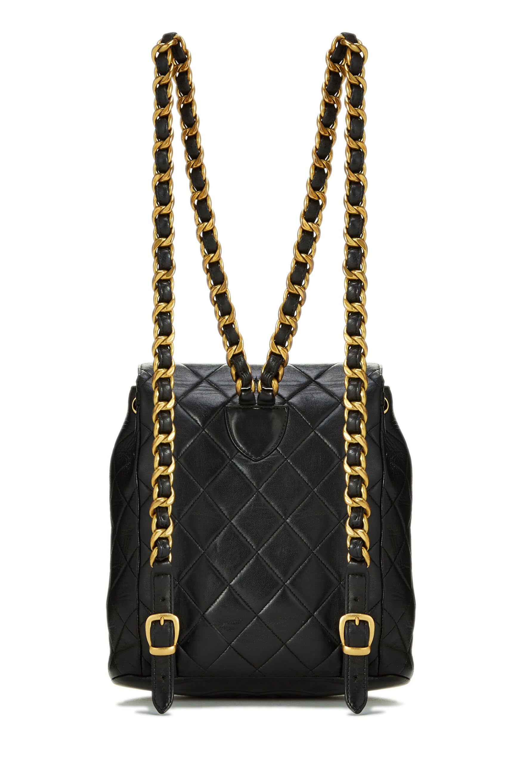 Chl,  Black Quilted Lambskin 'CC' Classic Backpack Medium, Black - Loose Stones - 3