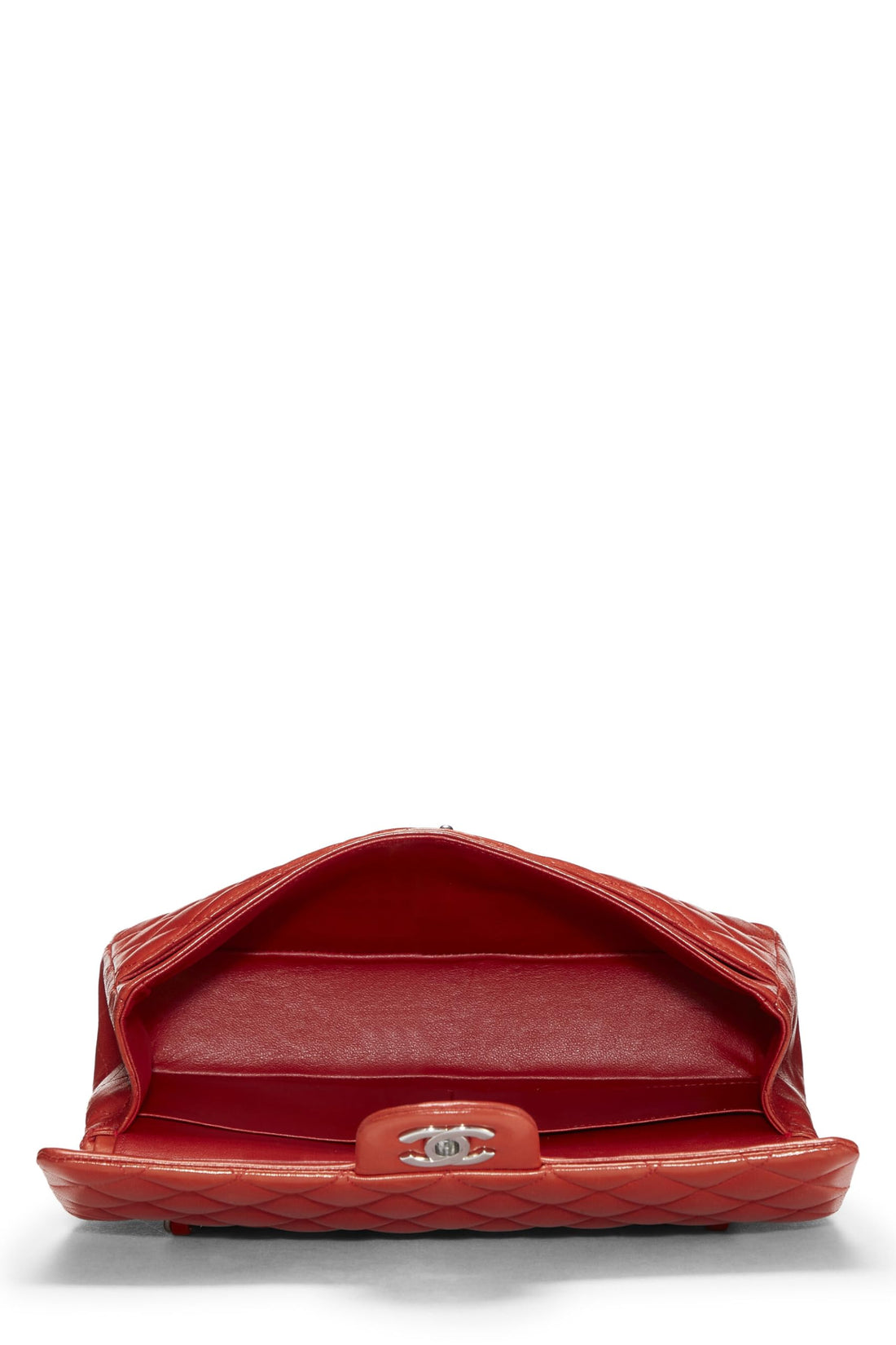 Chl,  Red Quilted Lambskin Classic Double Flap Medium, Red - Loose Stones