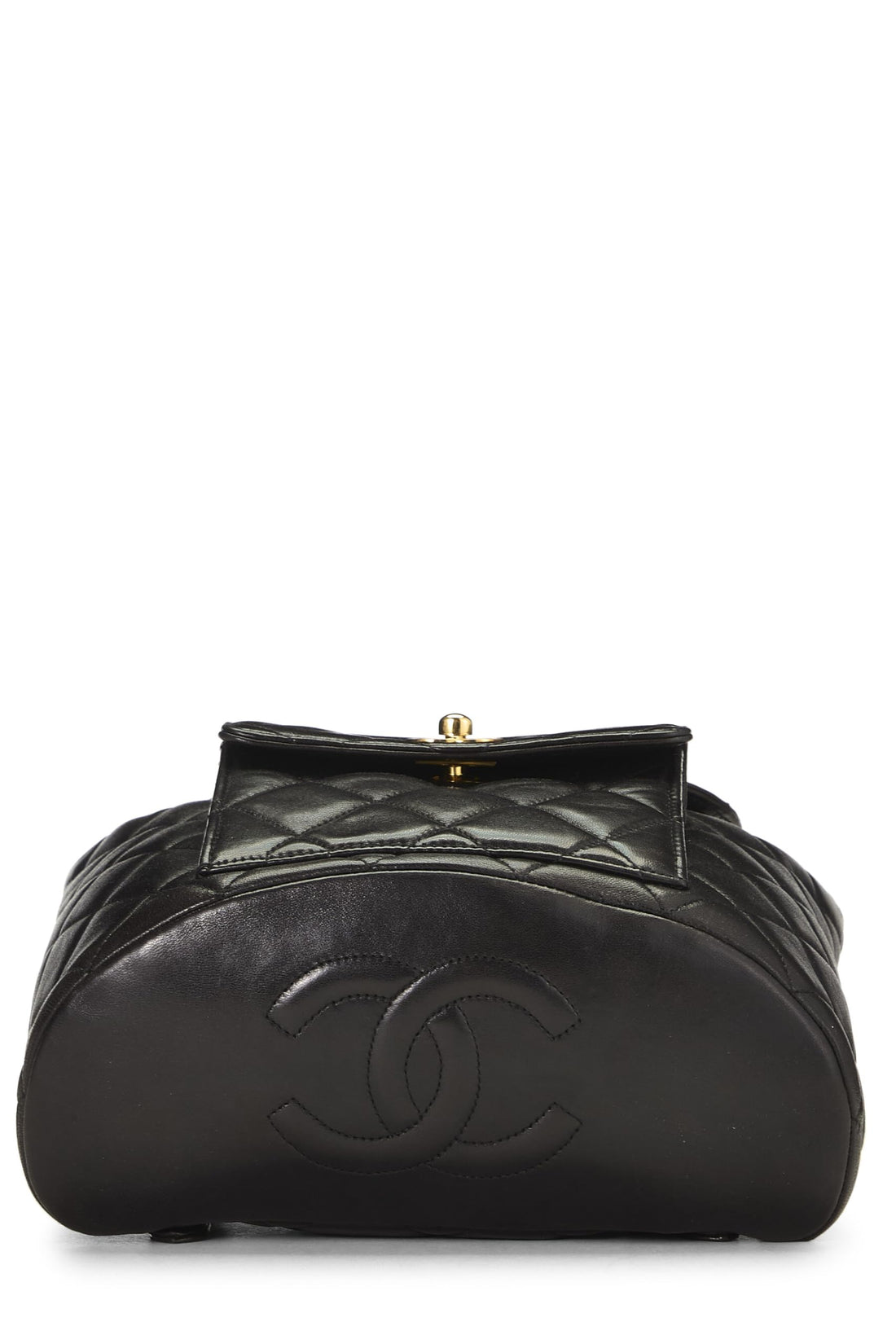 Chl,  Black Quilted Lambskin 'CC' Classic Backpack Medium, Black - Loose Stones