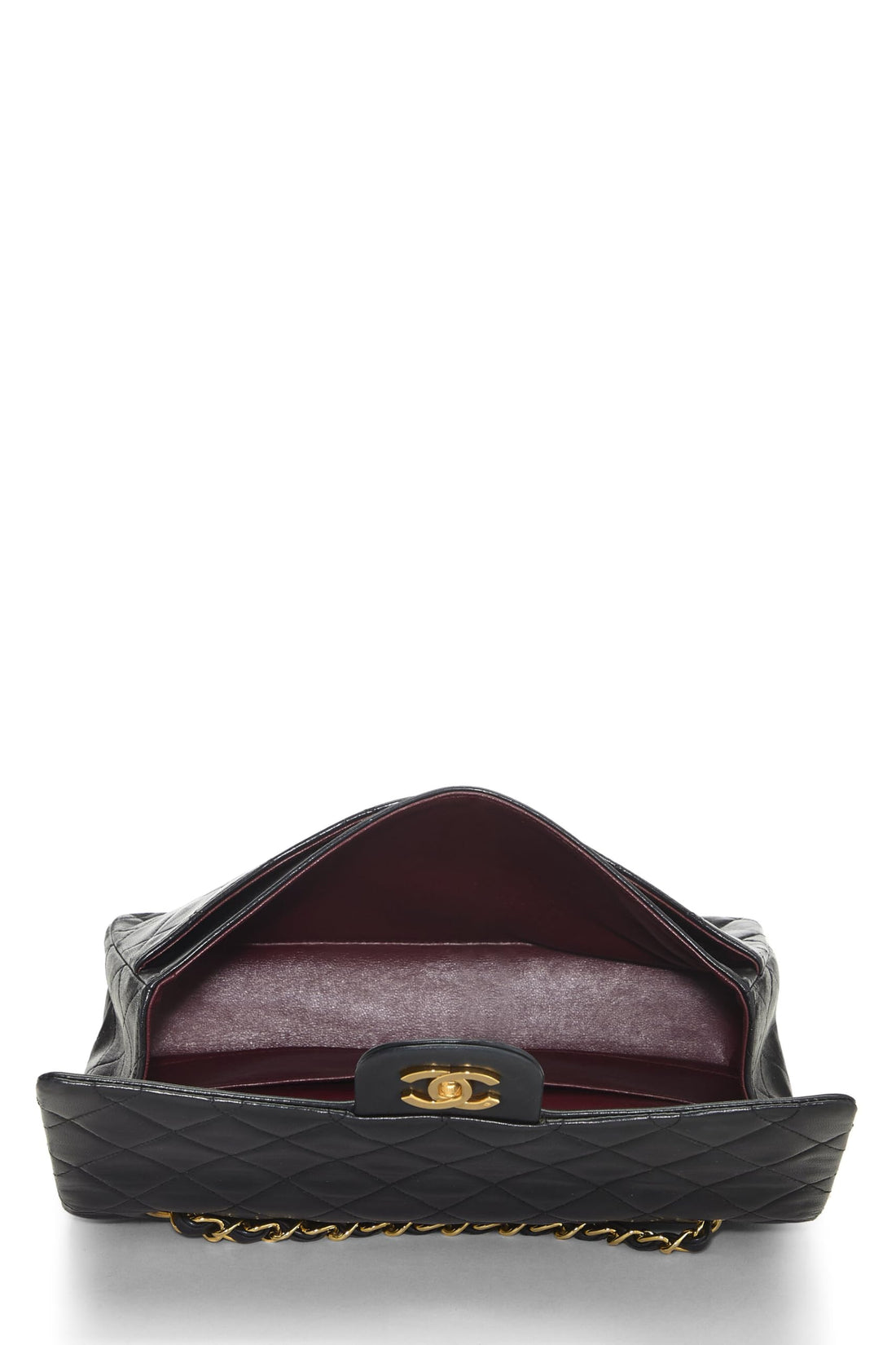 Chl,  Black Quilted Lambskin Classic Double Flap Medium, Black - Loose Stones