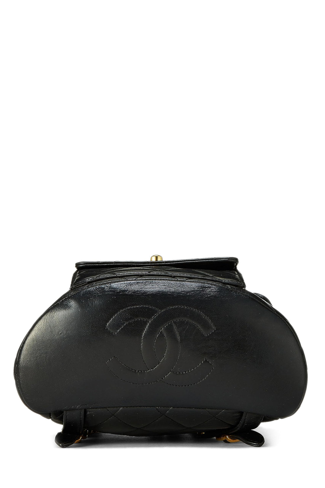 Chl,  Black Quilted Lambskin 'CC' Classic Backpack Medium, Black - Loose Stones