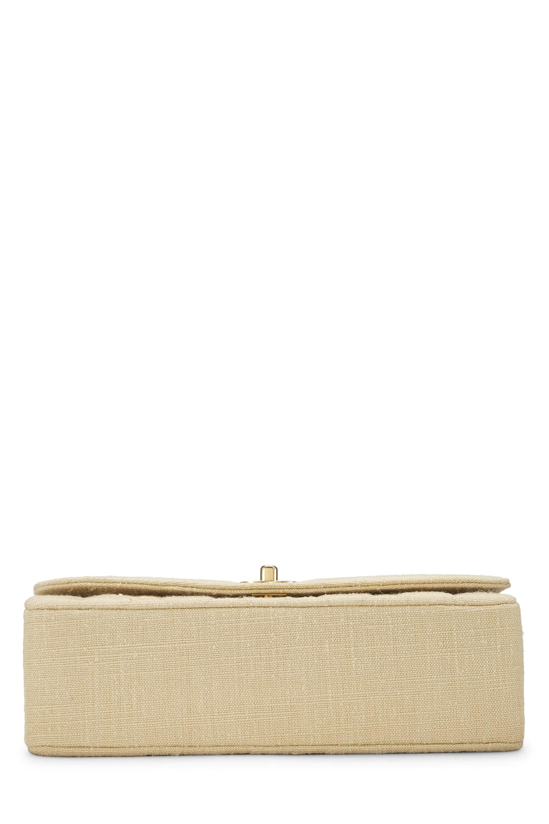 Chl,  Beige Quilted Linen Classic Flap Medium, Beige - Loose Stones