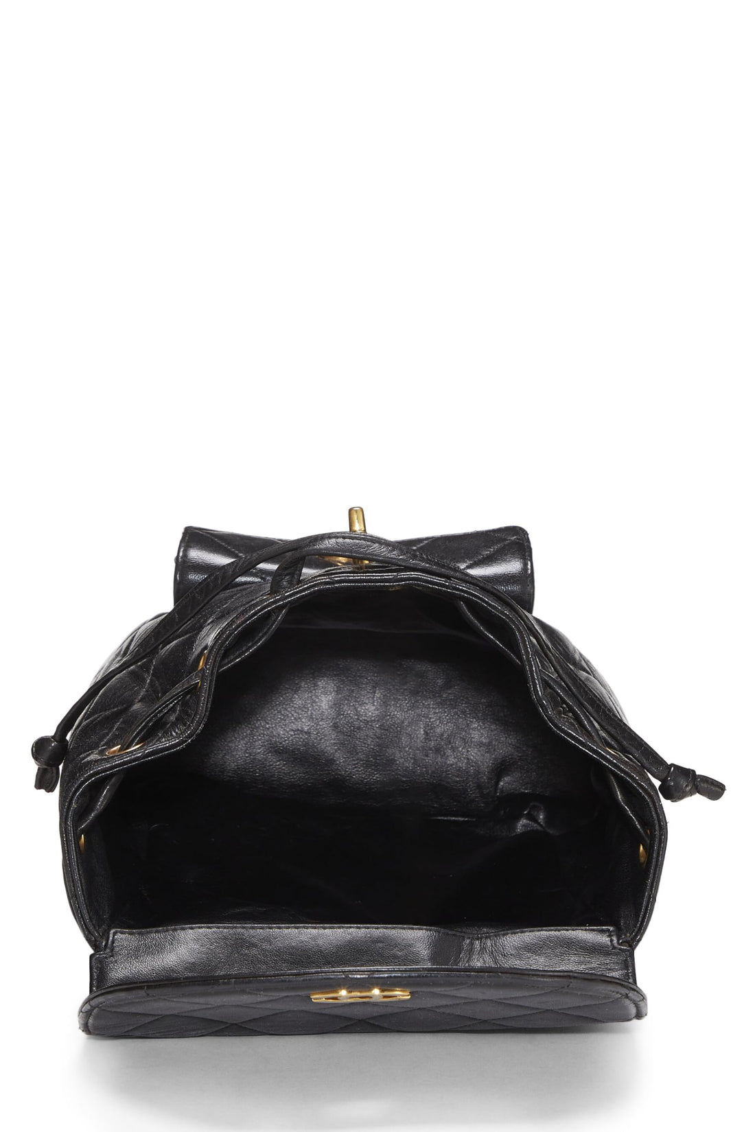 Chl,  Black Quilted Lambskin 'CC' Classic Backpack Medium, Black - Loose Stones