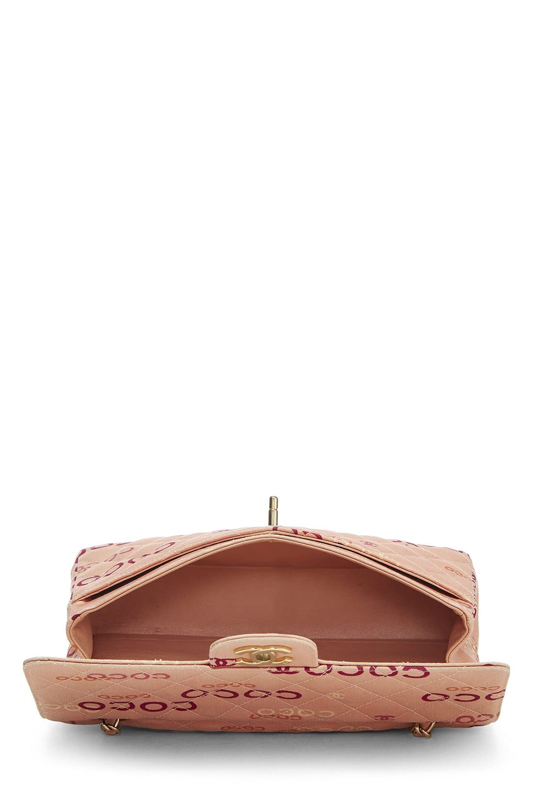 Chl,  Pink Quilted Canvas Coco Classic Double Flap Medium, Pink - Loose Stones