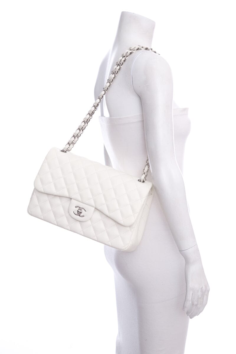 Chanel Jumbo Classic Double Flap Creme Quilted Calfskin Shoulder Bag - Handbag