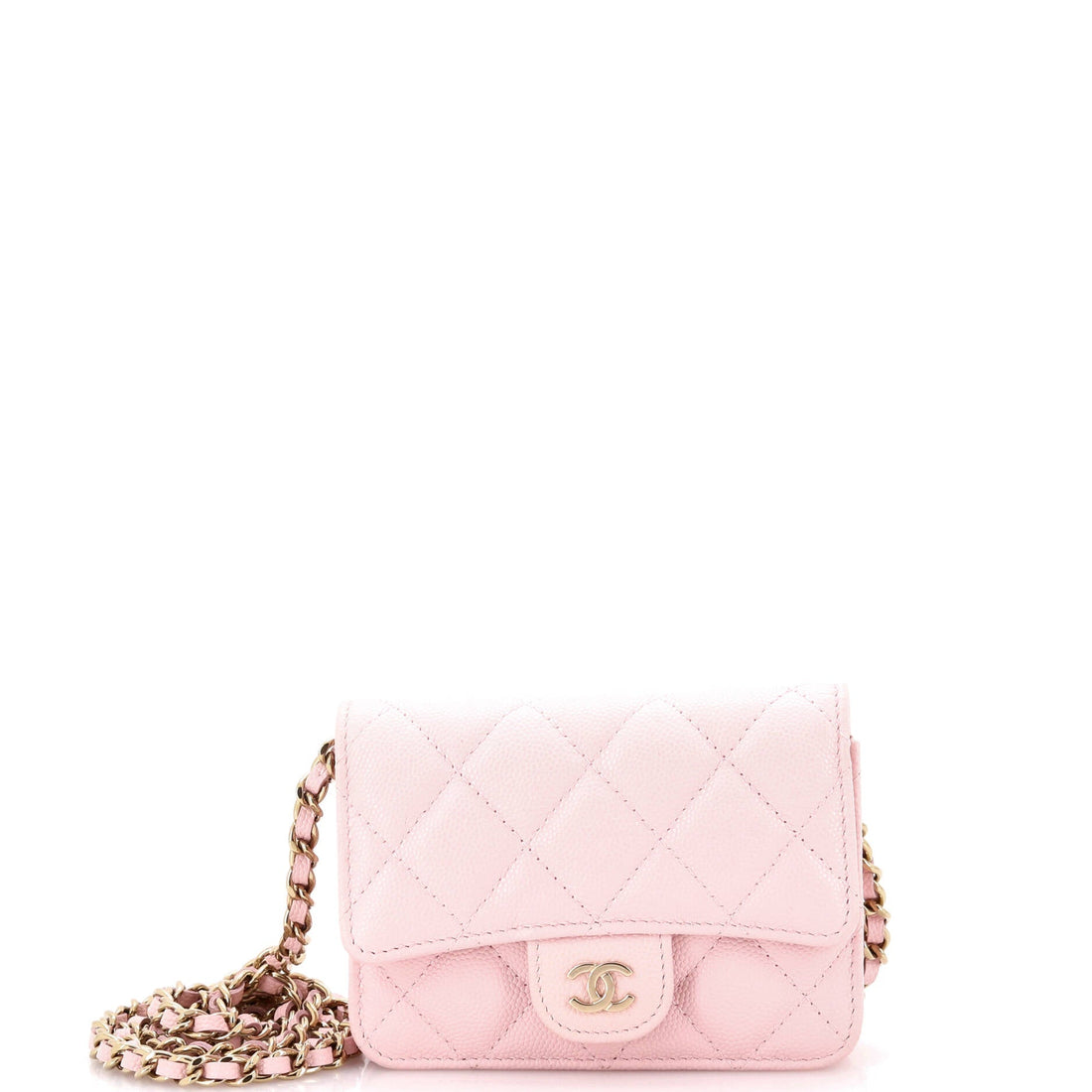 CHANEL Classic Zip Around Card Holder on Chain Quilted Caviar Mini - Handbag & Wallet Accessories
