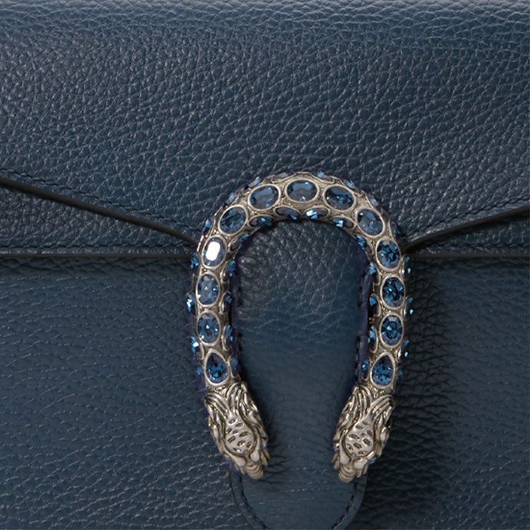 (WMNS) GUCCI Dinoysus Tiger Head Leather Chain Shoulder Messenger Bag Small Navy Blue Classic 400249-CAOGN-8205 - Shoulder Bags - 7