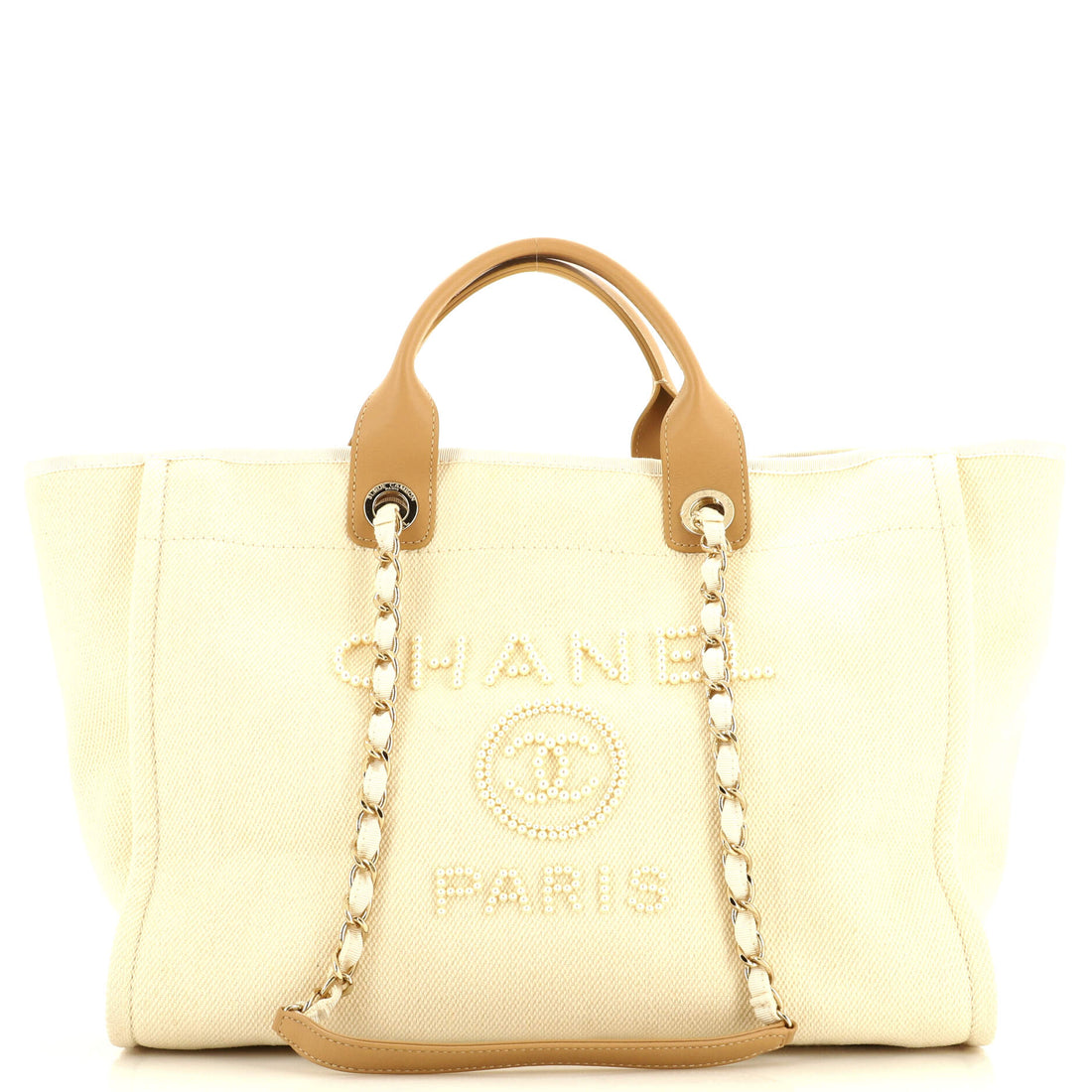 CHANEL Deauville Tote Pearl Embellished Canvas Medium - Handbag & Wallet Accessories