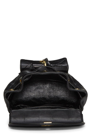 Chl,  Black Quilted Lambskin 'CC' Classic Backpack Small, Black - Loose Stones