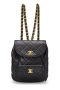 Chl,  Black Quilted Lambskin 'CC' Classic Backpack Small, Black - Loose Stones - 6