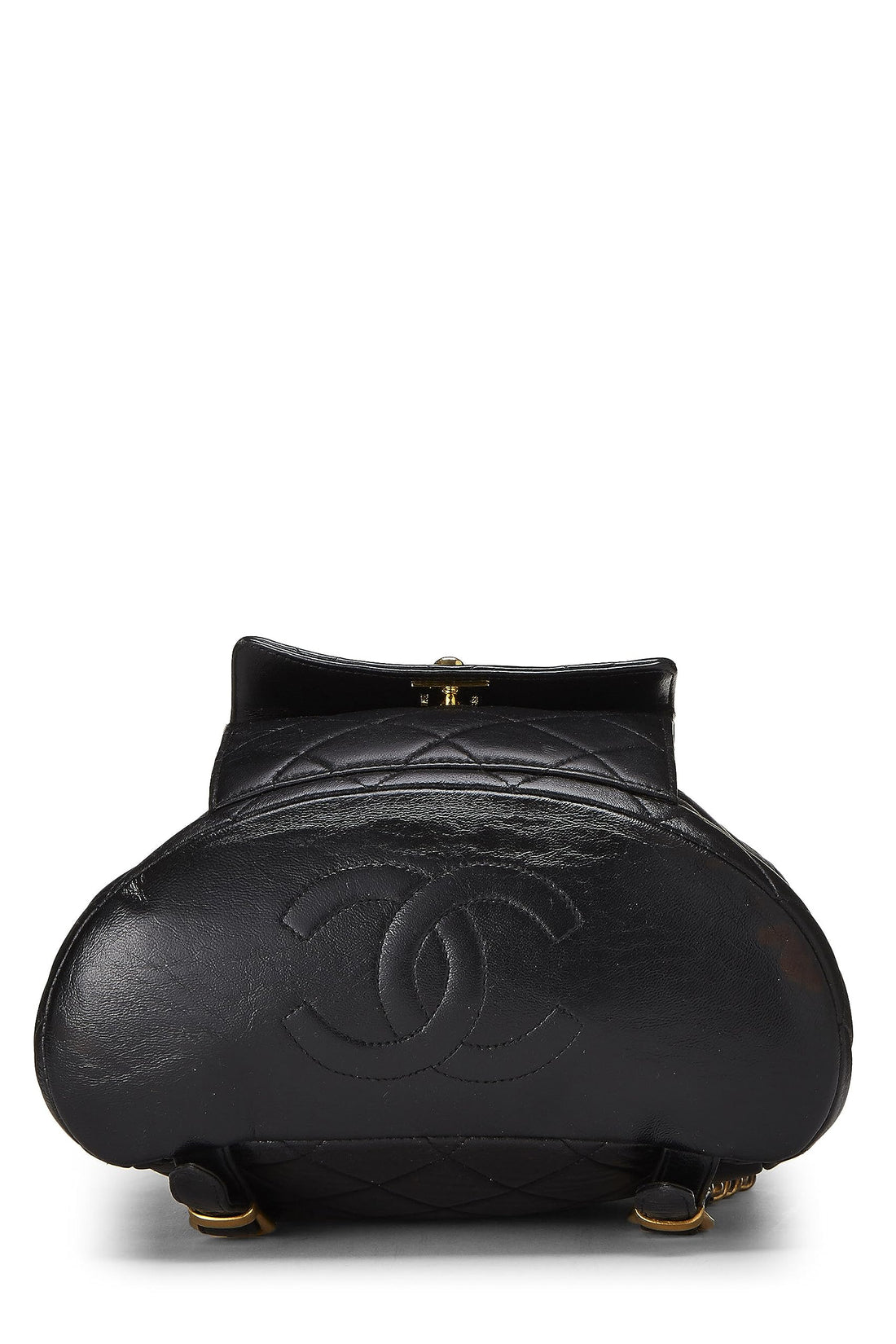 Chl,  Black Quilted Lambskin 'CC' Classic Backpack Small, Black - Loose Stones