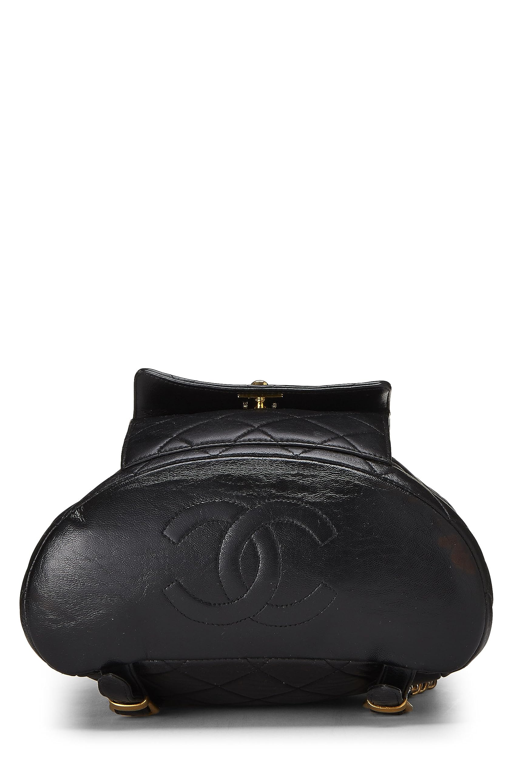 Chl,  Black Quilted Lambskin 'CC' Classic Backpack Small, Black - Loose Stones - 2