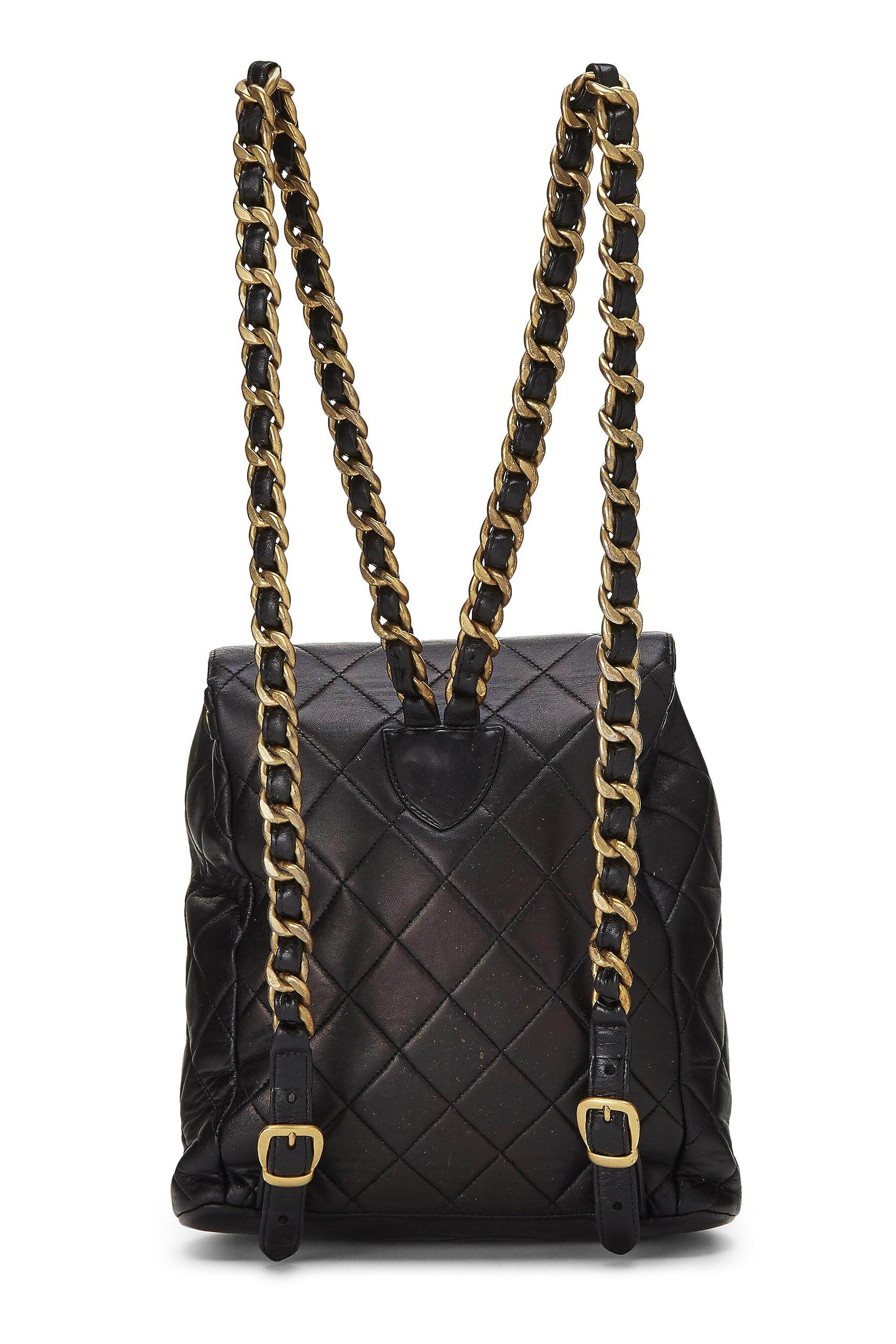 Chl,  Black Quilted Lambskin 'CC' Classic Backpack Small, Black - Loose Stones - 3