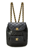 Chl,  Black Quilted Lambskin 'CC' Classic Backpack Medium, Black - Loose Stones - 6