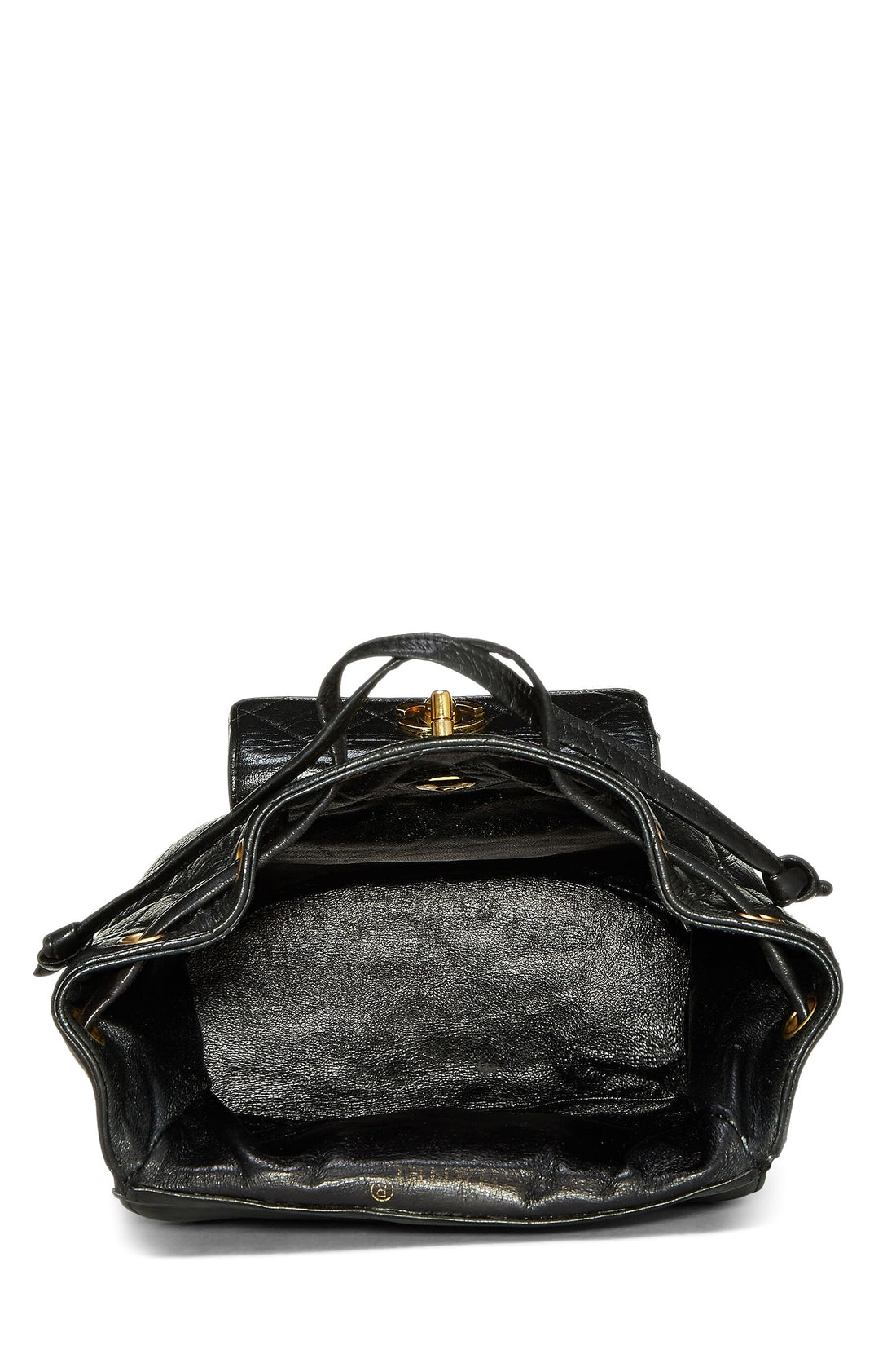 Chl,  Black Quilted Lambskin 'CC' Classic Backpack Medium, Black - Loose Stones