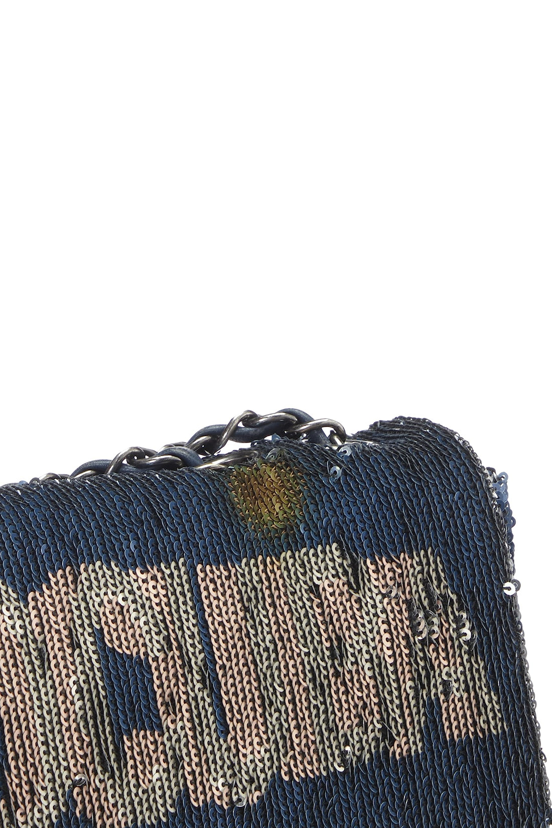 Chl,  Paris-Cuba Navy Sequin Classic Flap Bag Medium, Navy - Loose Stones