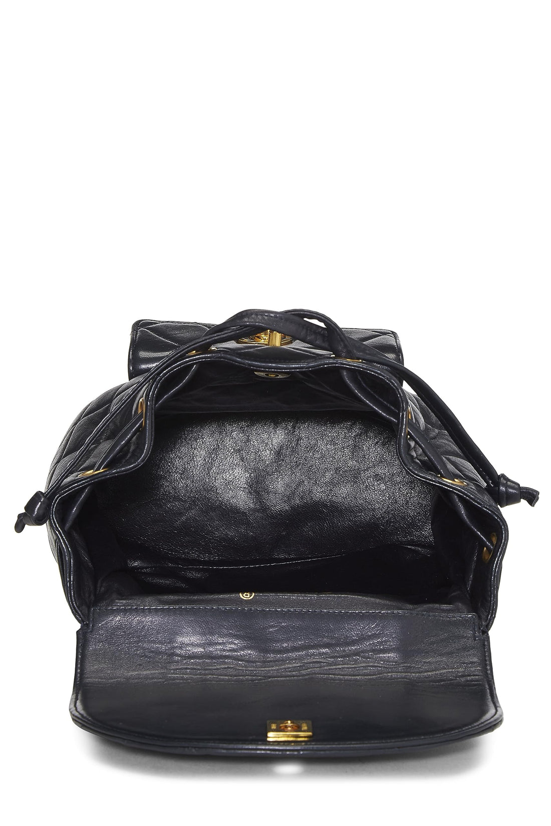 Chl,  Black Quilted Lambskin 'CC' Classic Backpack Small, Black - Loose Stones