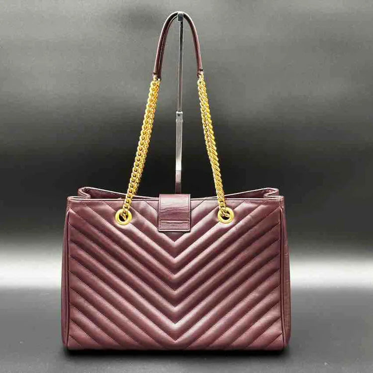 Ysl Classic Monogram Envelope Satchel Matelasse Chevron, Burgundy Leather, Large - Crossbody