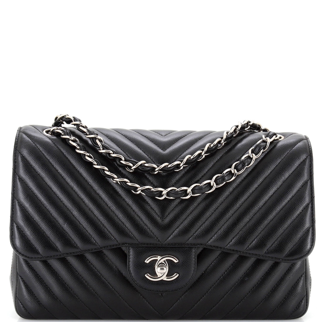 CHANEL Classic Double Flap Bag Chevron Caviar Jumbo - Handbag & Wallet Accessories