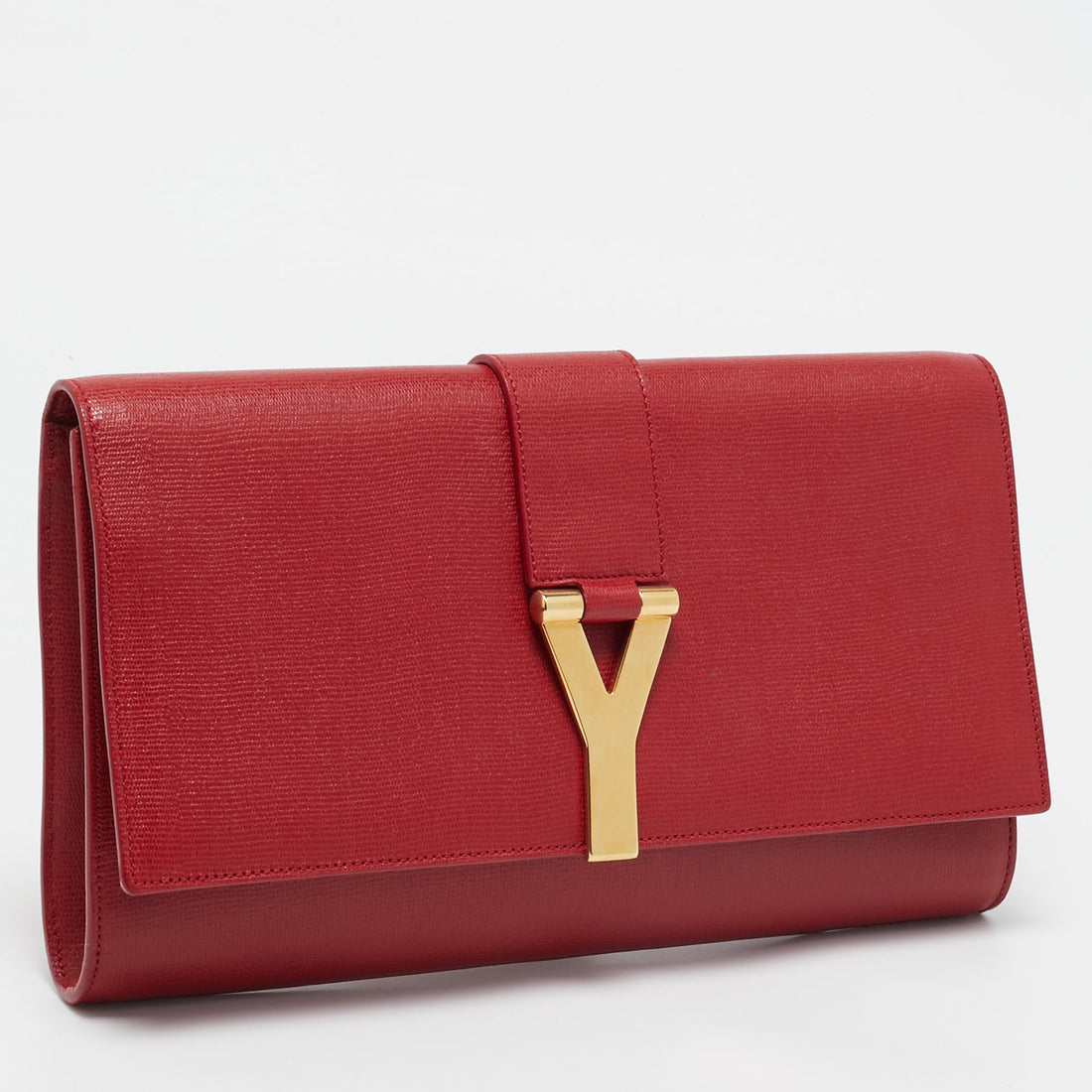 Saint Laurent Red Leather Ligne Y Clutch - women/handbags/clutches
