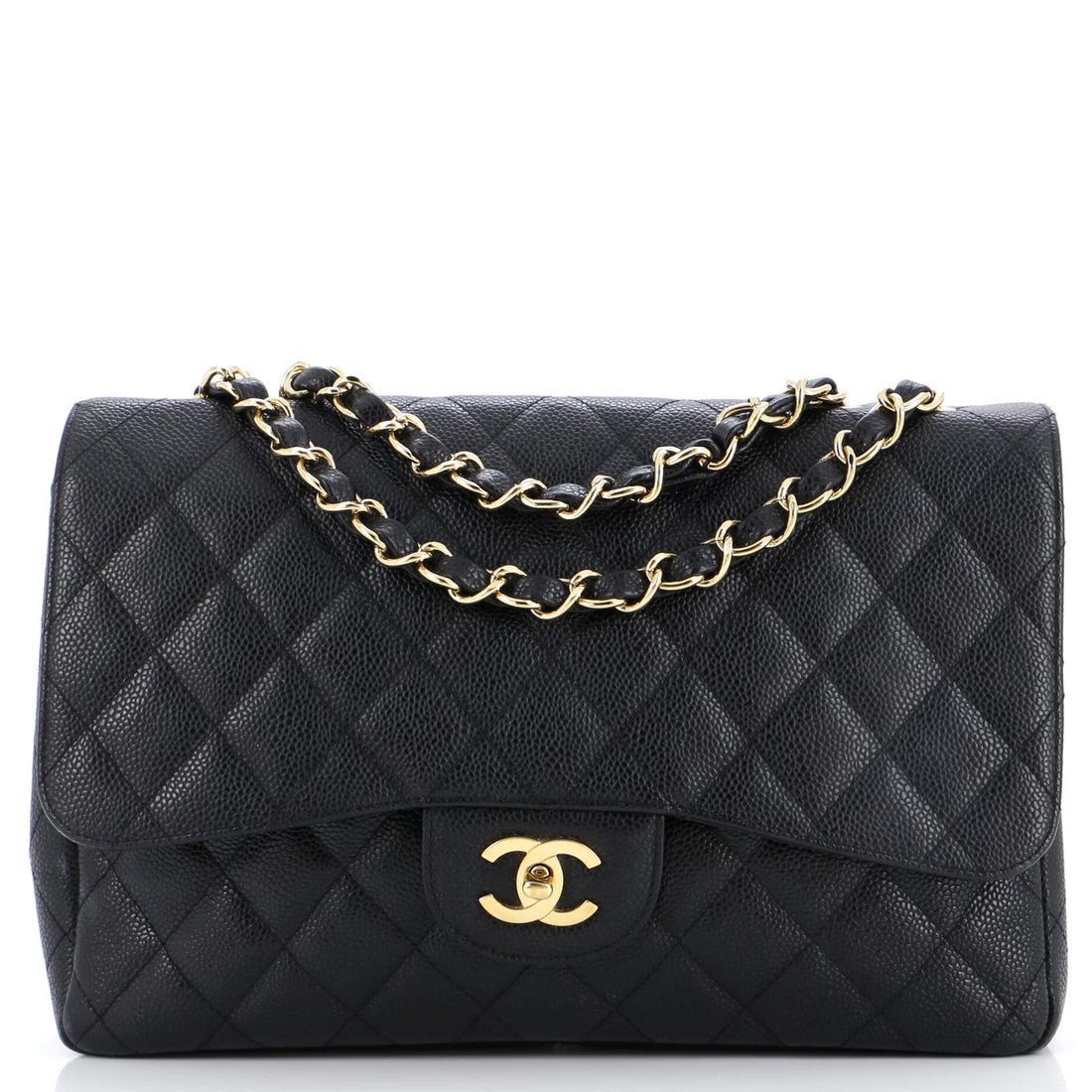 CHANEL Vintage Classic Single Flap Bag Quilted Caviar Jumbo - Handbag & Wallet Accessories