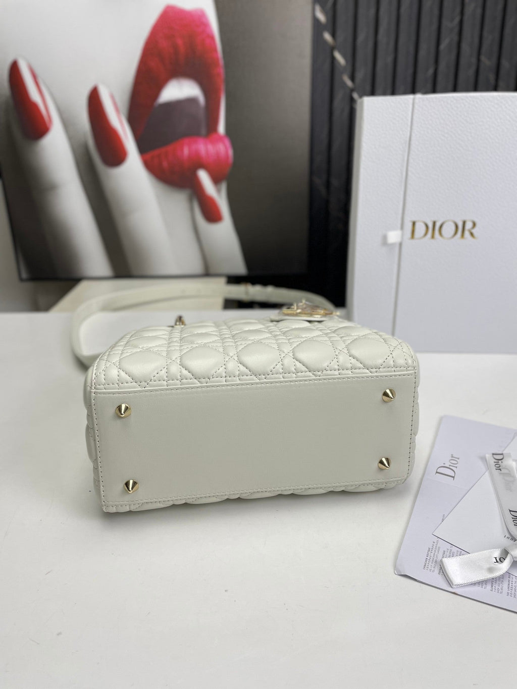 Dior Lady Medium White Bag 24cm