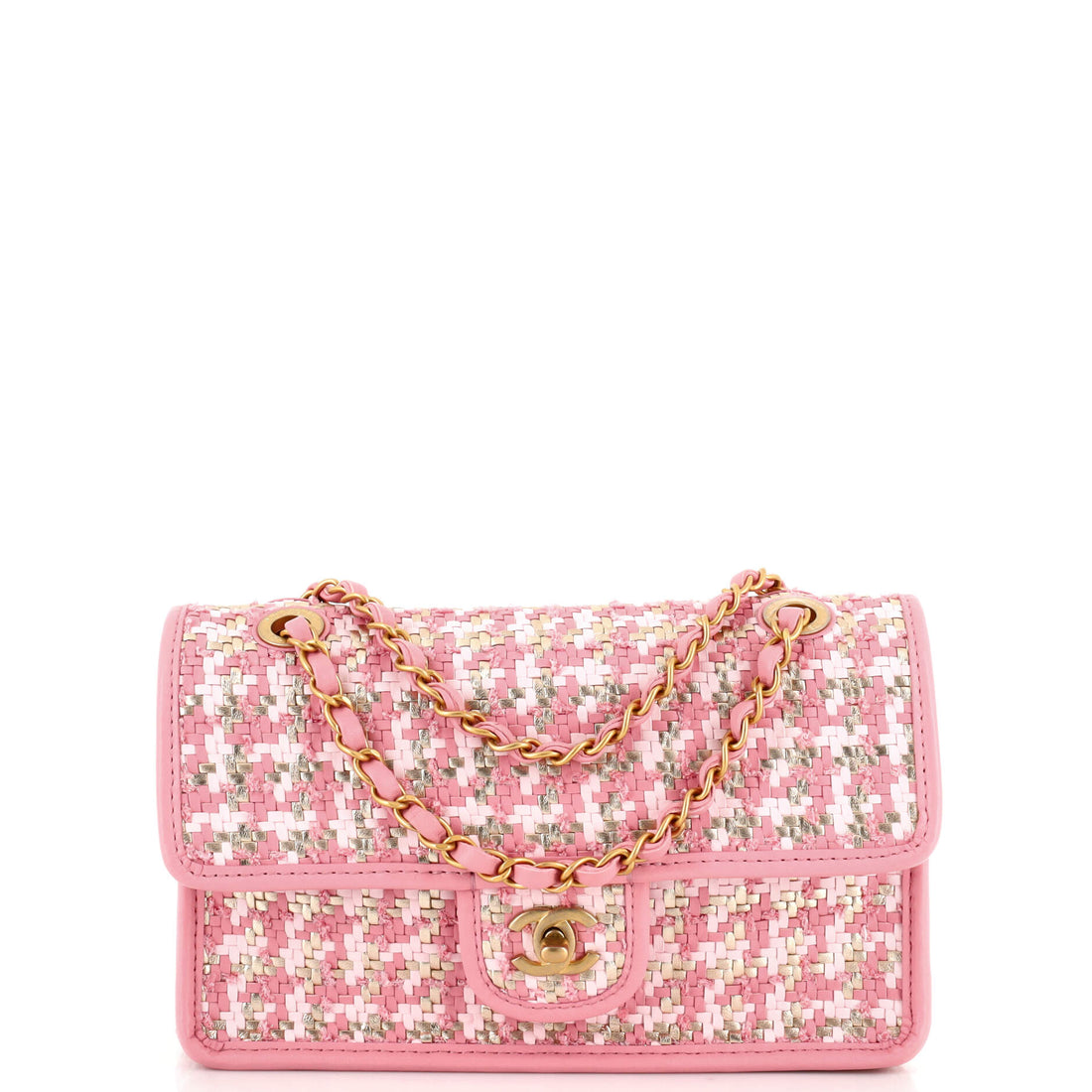 CHANEL Classic Single Flap Bag Woven Lambskin and Viscose Small - Handbag & Wallet Accessories