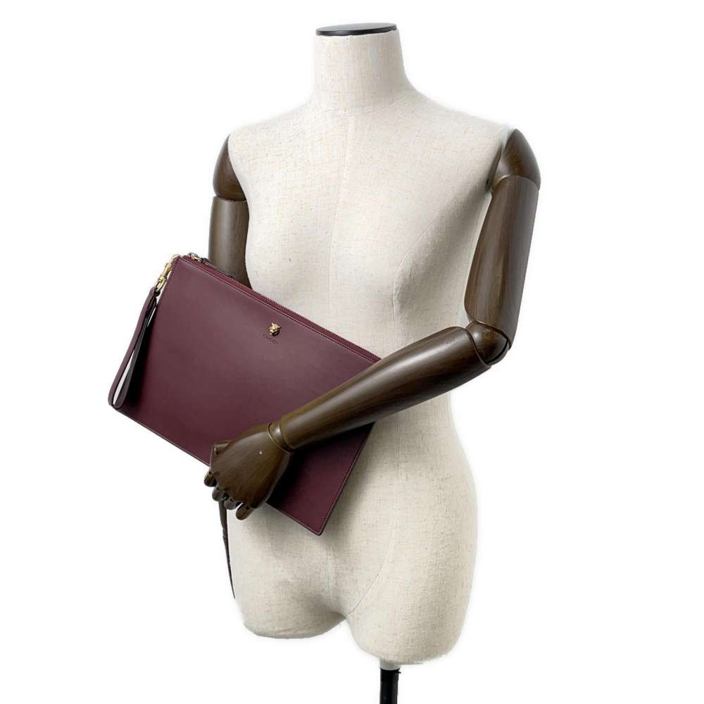 GUCCI Animalier Clutch Bag Bordeaux 428724 Leather - Bags - 4