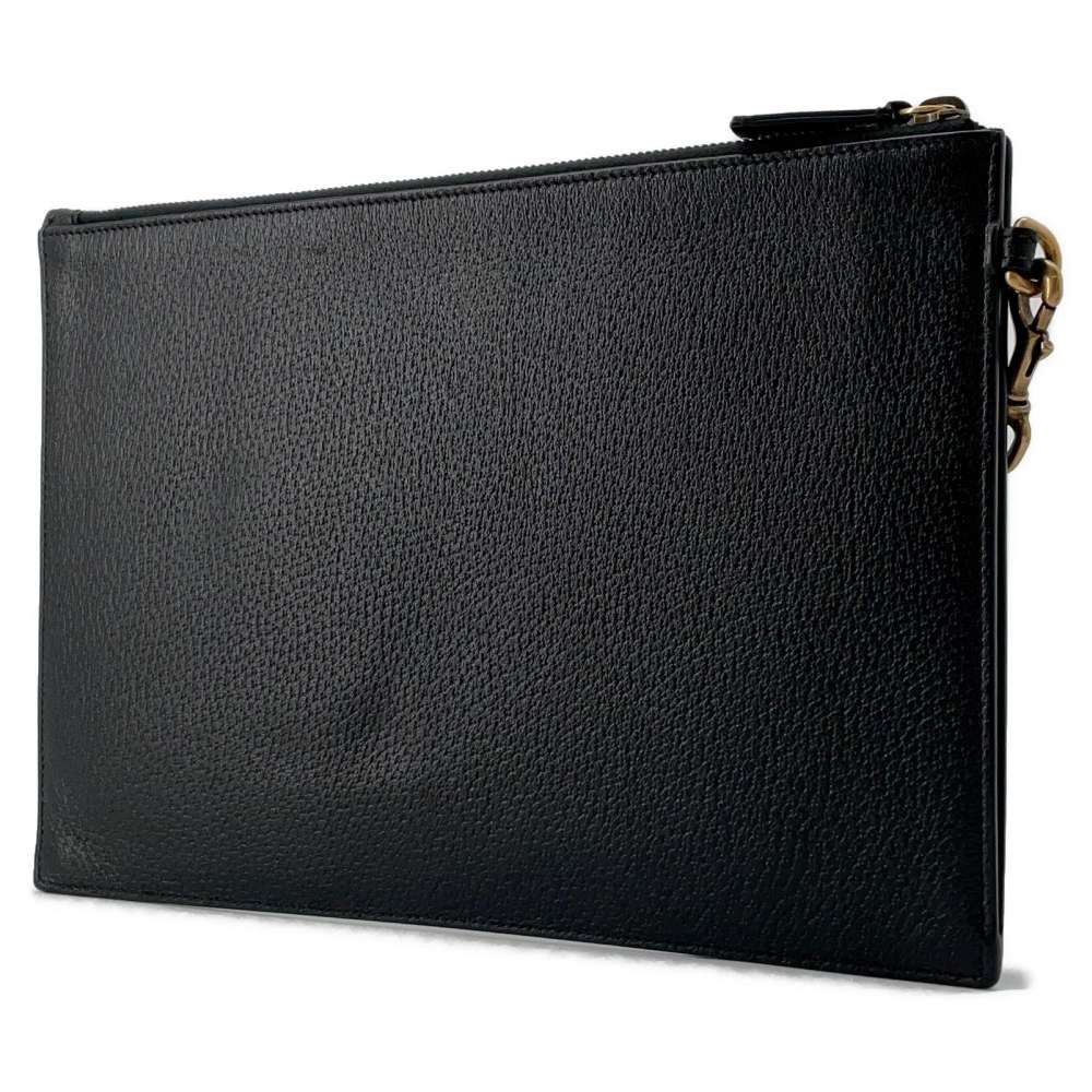 GUCCI Animalier BEE Clutch Bag Black 523684 Leather - Bags