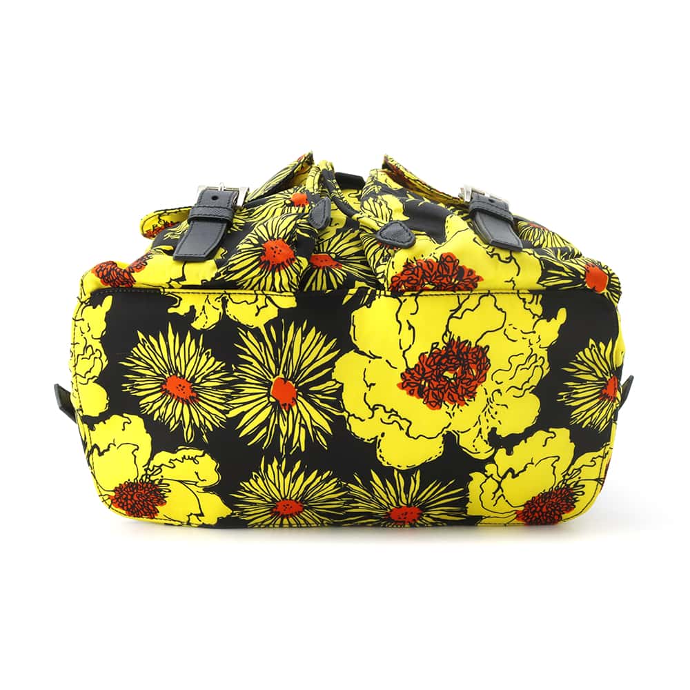 PRADA Backpack Yellow/Black 1BZ811 Nylon Saffiano Leather