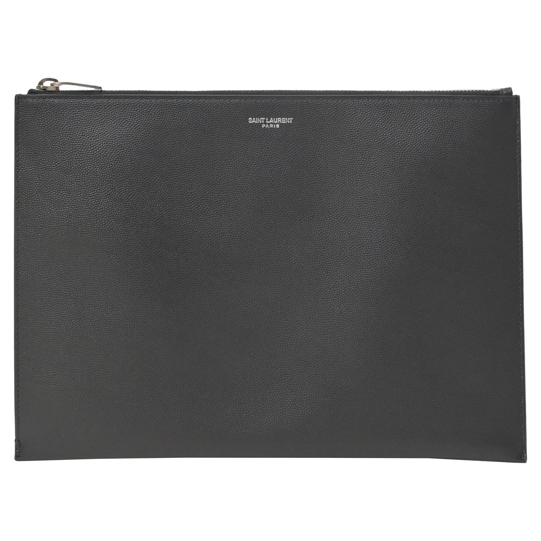 Saint Laurent Letters Large Zip Clutch in Black Leather - home/travel/luggage-travel-gear/messenger-bags