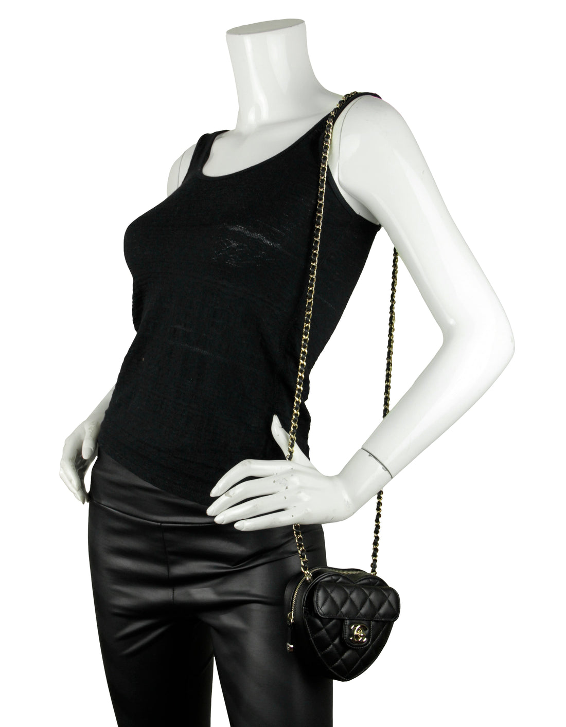 chl Black Lambskin Quilted CC In Love Heart Clutch Bag With Chain - Handbags, Wallets & Cases