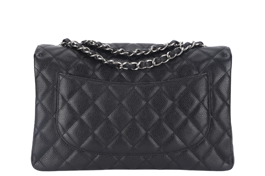 CHANEL CLASSIC JUMBO (1317xxxx ) BLACK CAVIAR SILVER HARDWARE WITH  AND DUST COVER - Bags