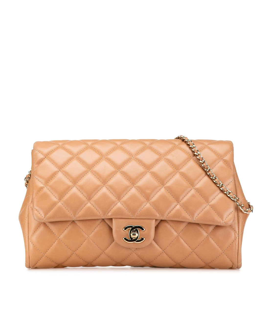 Quilted Lambskin Leather Clutch with Chain and CC Turn-Lock Closure - Handbags, Wallets & Cases