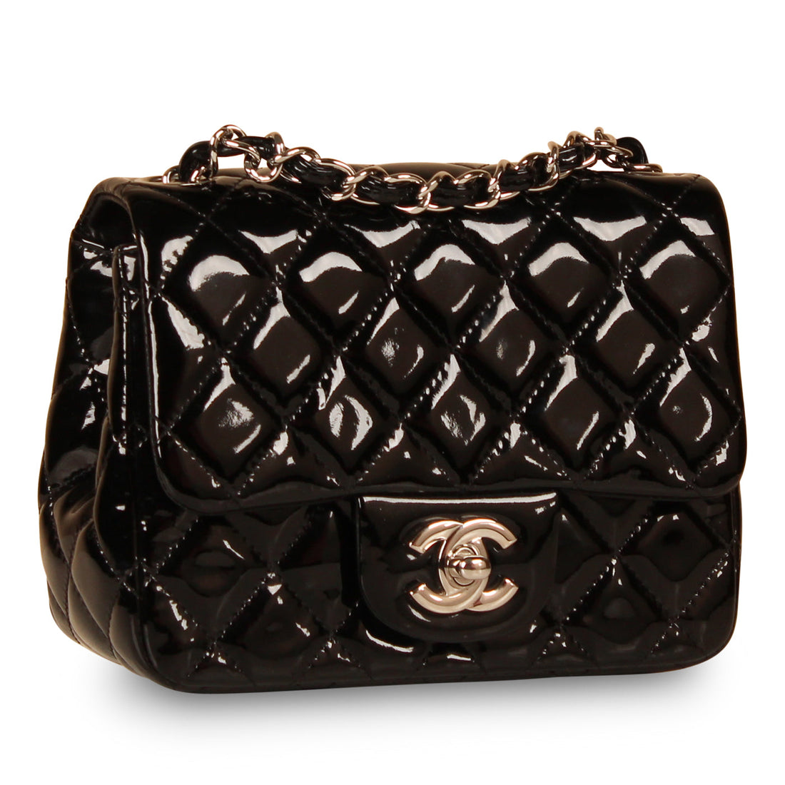 Classic Flap Bag - Mini Square - Patent - Shoulder Bags