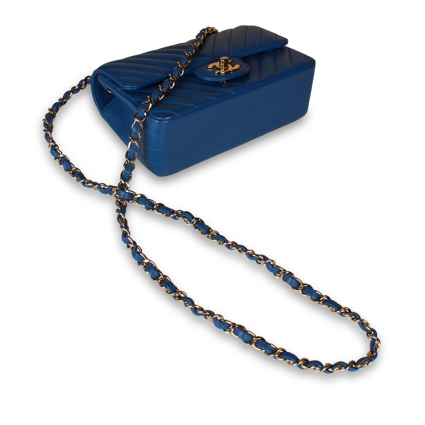 Classic Flap Bag - Mini Rectangular - Blue - Shoulder Bags - 7