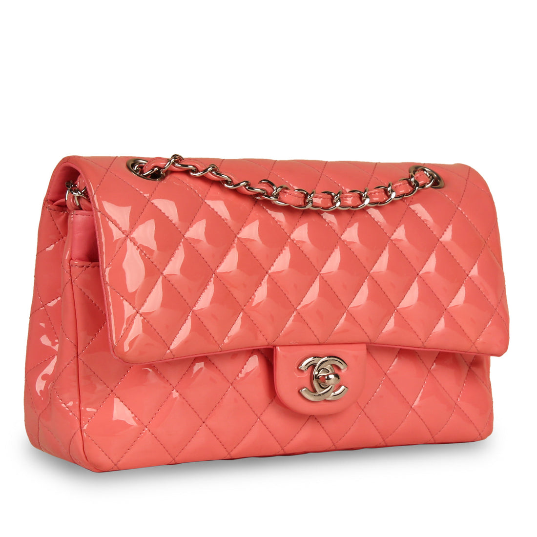 Classic Flap Bag Medium - Pink Patent - Shoulder Bags