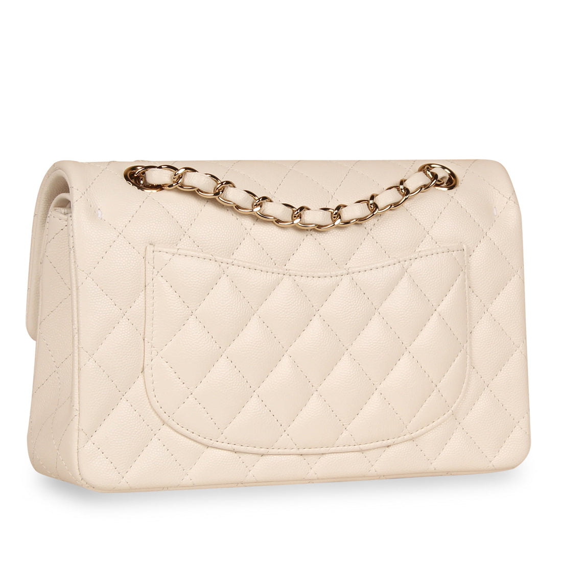 Classic Flap Bag - Small White Caviar - Shoulder Bags