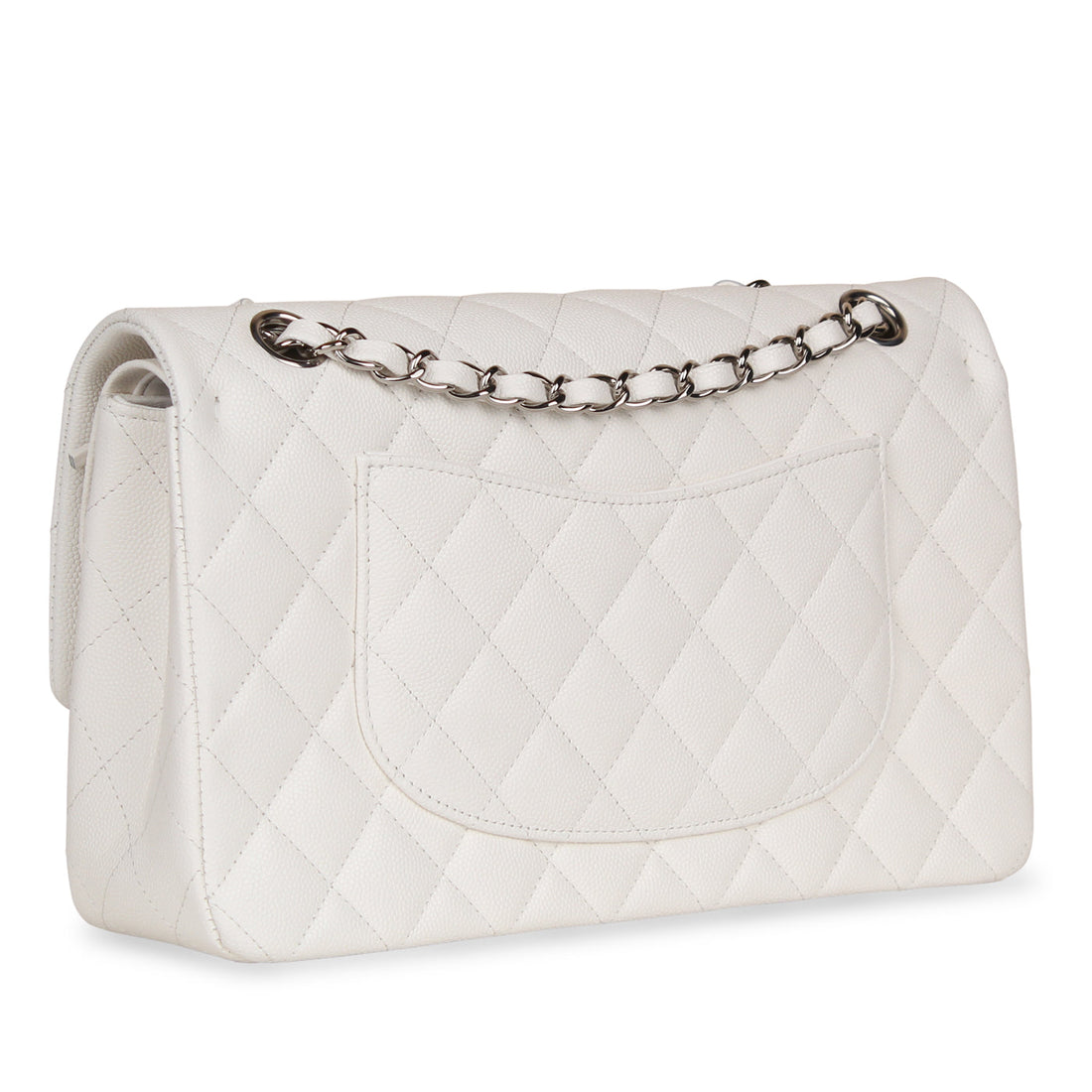 Classic Flap Bag - Small White Caviar - Shoulder Bags