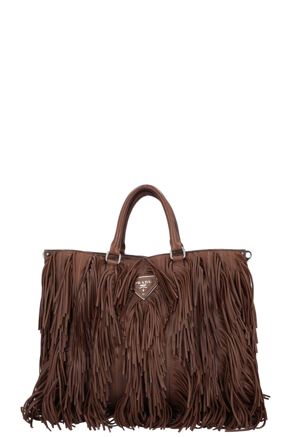 PRADA Fringed Noce Tote Bag Brown - Handbag & Wallet Accessories