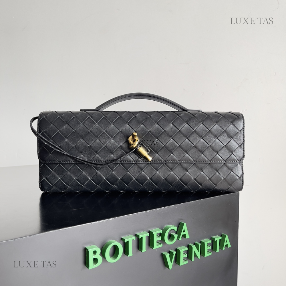 Black Long Clutch Andiamo With Handle Designer Clutch for Women