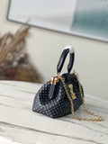 Black Monogram Clutch Leather Handbag for Women - 3