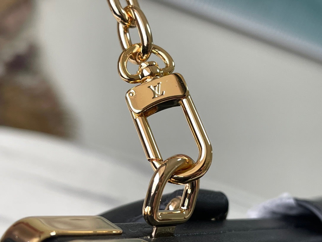 Black Monogram Clutch Leather Handbag for Women - 7
