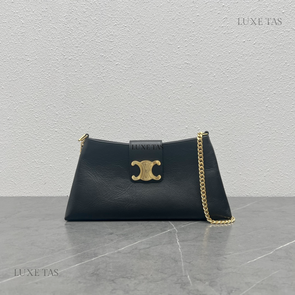 Black Wiltern Clutch Triomphe Soft In Smooth Calfskin Leather Shoulder Bag for Women