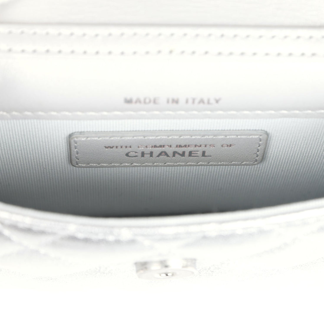 Chanel Crystal CC Walk Of Fame Clutch Wallet Silver Metallic Goatskin Silver Hardware - Handbags
