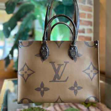 LOUIS VUITTON Onthego MM Brown Monogram Reverse Giant Monogram Canvas Tote Bag - Tote